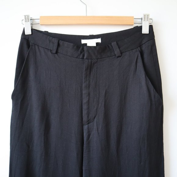H&M Wide Leg Black Herringbone Pants, Size 6 - Picture 4 of 15